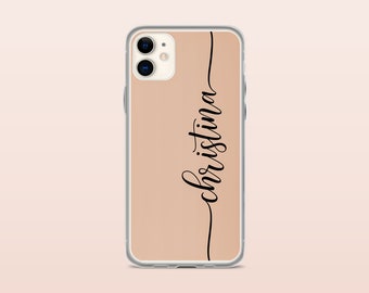Personalized Calligraphy Name Vertical - Color Options -  Clear Case for iPhone 15 14 Pro - Unique Phone Case Gift Her Him