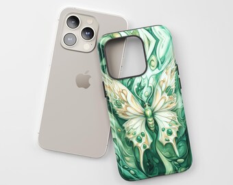 Green Marble Butterfly - Phone Case for iPhone 15 14 13 12 11 Pro Max - Tough Case for Samsung Galaxy S24 23 22 - Unique Gift for Him Her