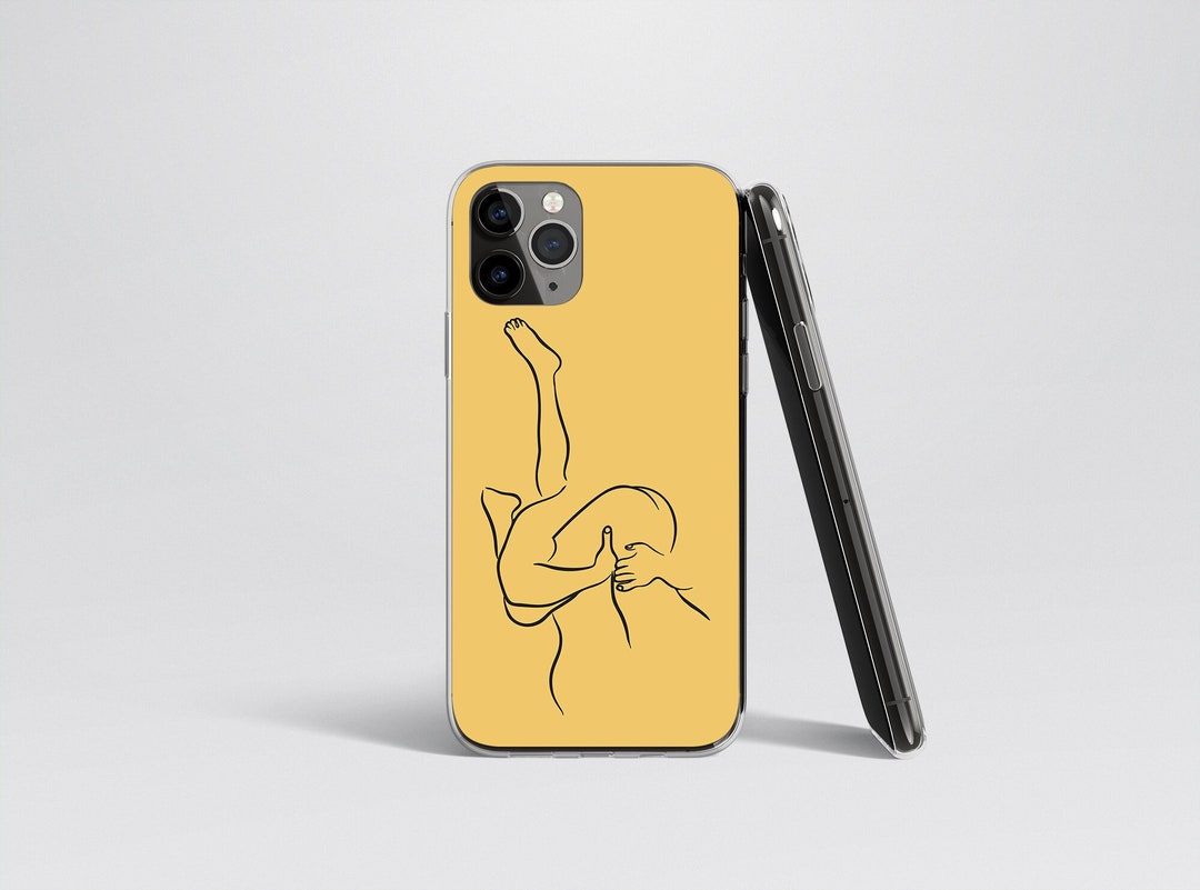 Man Eating Ass and Pussy - Erotic Line Art - Color Options - Clear Case