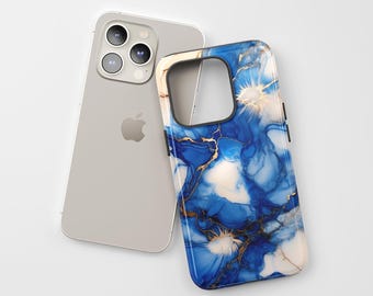 Blue Marble Phone Case: Protective Abstract Art Design