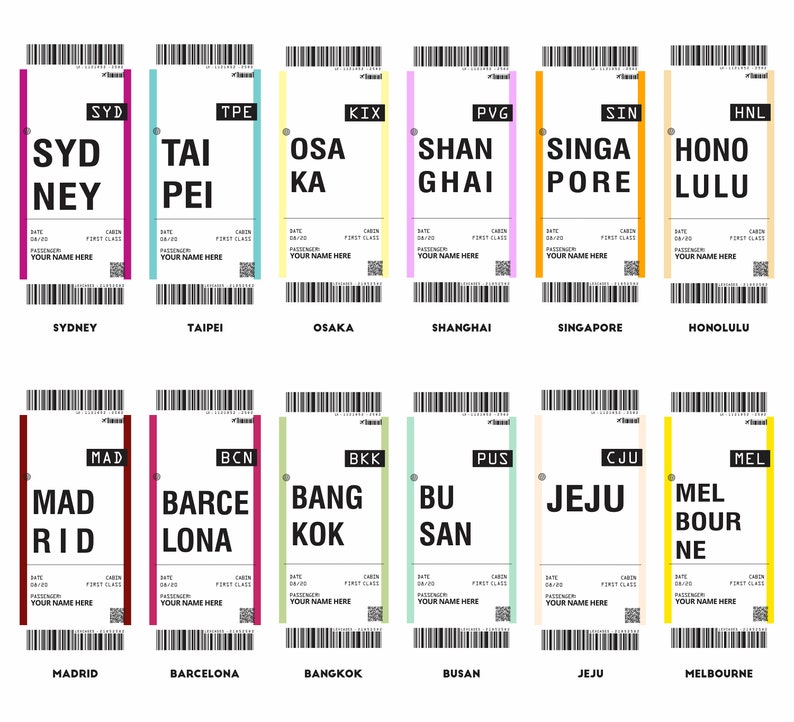 Custom Airplane Ticket Tag Phone Case Boarding Pass Travel Etsy