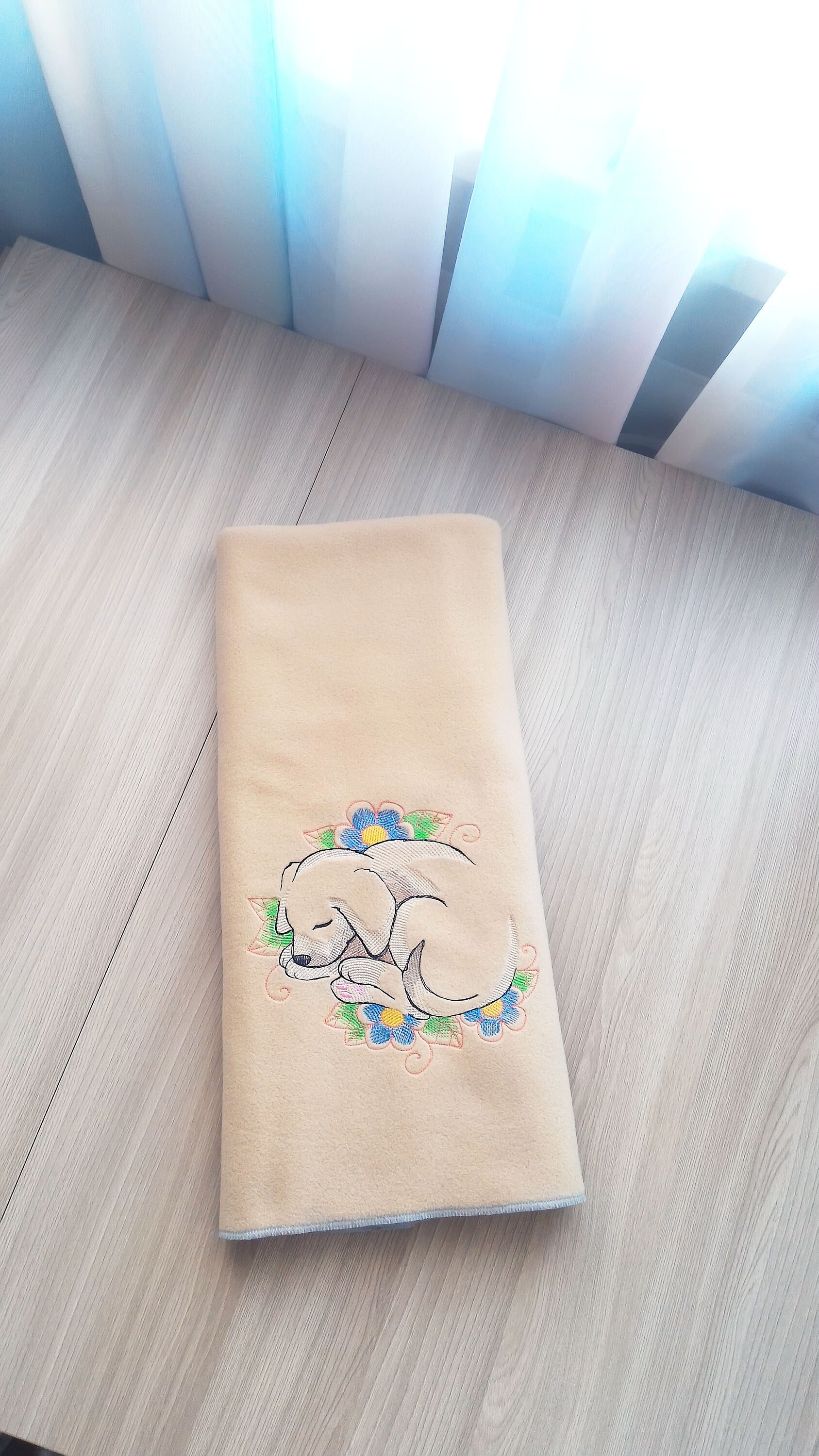 Beige Children's Fleece Blanket With Embroidery Etsy UK