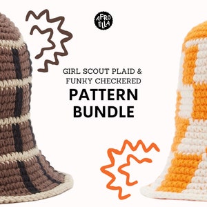 Plaid and Checkered Crochet Bucket Hat Pattern Bundle