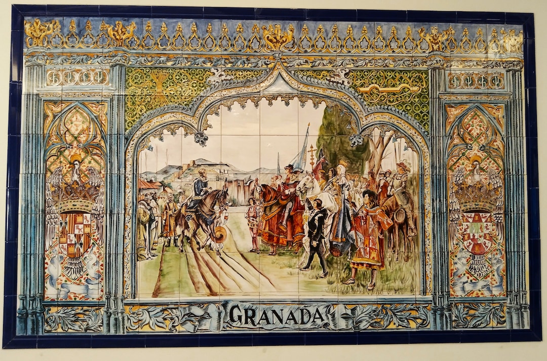Tile Mural, Picture Alhambra, Hand Painted, Hand