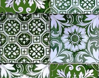 Pack 3 Tiles hand painted, 15x15 cm. Black and white combination. For exterior or interior. Borderd,  bathrooms, kitchens, terraces.