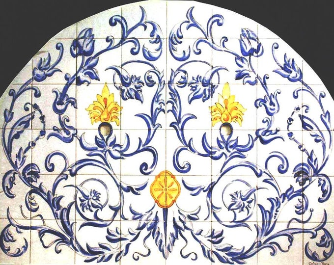 Tile fountain, hand painted, handmade, tradicional cerámic. Spain, Portugal. Classic fountain.