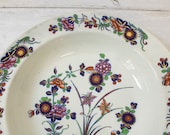 Antique Georgian Spode Regency Pearlware Bowl Plate in Chinese Flowers Pattern, circa 1820, Chinoiserie, Imari Colours, Blue White and Red