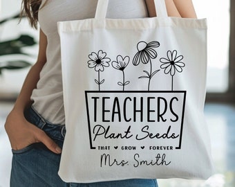Personalized teacher gift tote bag, personalized teacher bag, teacher appreciation gift, teacher bag canvas, custom made teacher gifts, tote
