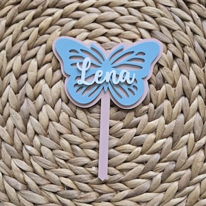 Butterfly Cake Topper, Personalized Butterfly First Birthday Cake Topper, Acrylic Birthday Cake Topper for Girl,Baby Shower Butterfly Topper