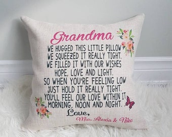 Personalized pillow for Grandmother, gift for grandma, custom made pillow for grandma, mother's day gift, Christmas gift for grandma