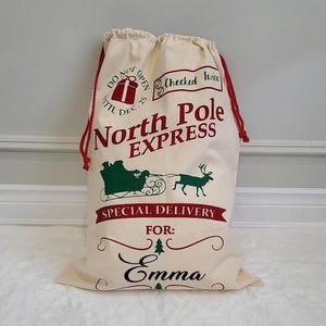 Personalized Santa Sack, Personalized Santa Sack for kids, Christmas gift for kids, Custom Santa sack kids, free shipping Christmas gifts