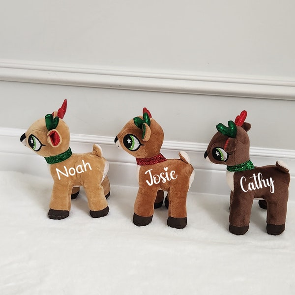 Personalized Christmas Reindeer Plush Toy gift for kids, custom made Christmas gifts for Children, Christmas reindeer plush toy with name