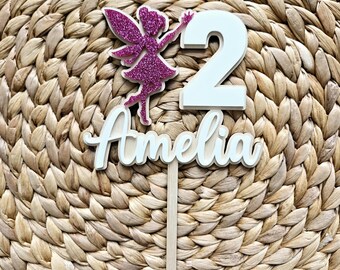 Fairy Personalized Birthday Cake Topper, Fantasy Fairy Tale Theme Party Cake Topper, First Birthday Cake Topper for Girl, Birthday decor