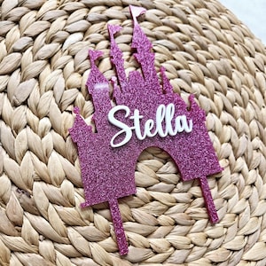 Personalized Princess cake topper, Castle acrylic birthday cake topper, Royal cake topper, First Birthday cake topper for girl