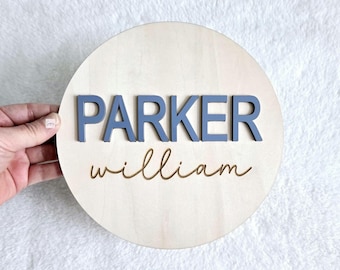 Letrero de madera para anunciar el nacimiento, placa personalizada con el nombre del recién nacido, accesorio para fotos de hospital, regalo personalizado para baby shower, placa para revelar el nombre.