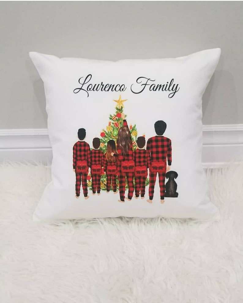 Family Christmas pillow personalized Christmas pillow plaid Etsy