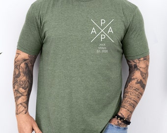 PAPA shirt with kids names and year, Personalized PAPA shirt, father's day gift for dad from kids, gift for new dad, custom shirt for dad