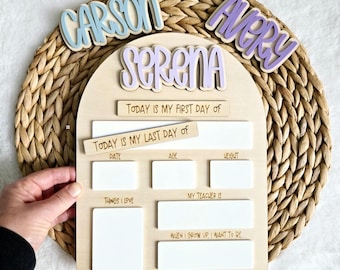 First and Last Day of School Wooden Sign, Personalized Back to School Board, Interchangeable Name and Dry Erase Sign, School Photo Prop