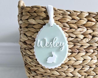 Easter Basket Tag, Personalized Easter Egg Basket Acrylic name tag, Easter gift basket name tag, first Easter cute name tag, Easter Gift Tag