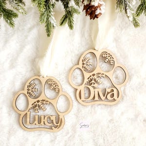 Étiquette de bas de Noël personnalisée, décoration de Noël avec nom, étiquette de bas pour animal de compagnie, cadeau personnalisé étiquette de bas de Noël patte de chien