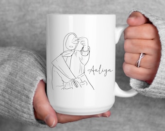 Personalized Muslim girl mug, custom made hijabi girl mug with name, Eid gift for friend, personalized cup with hijabi Muslim girl print