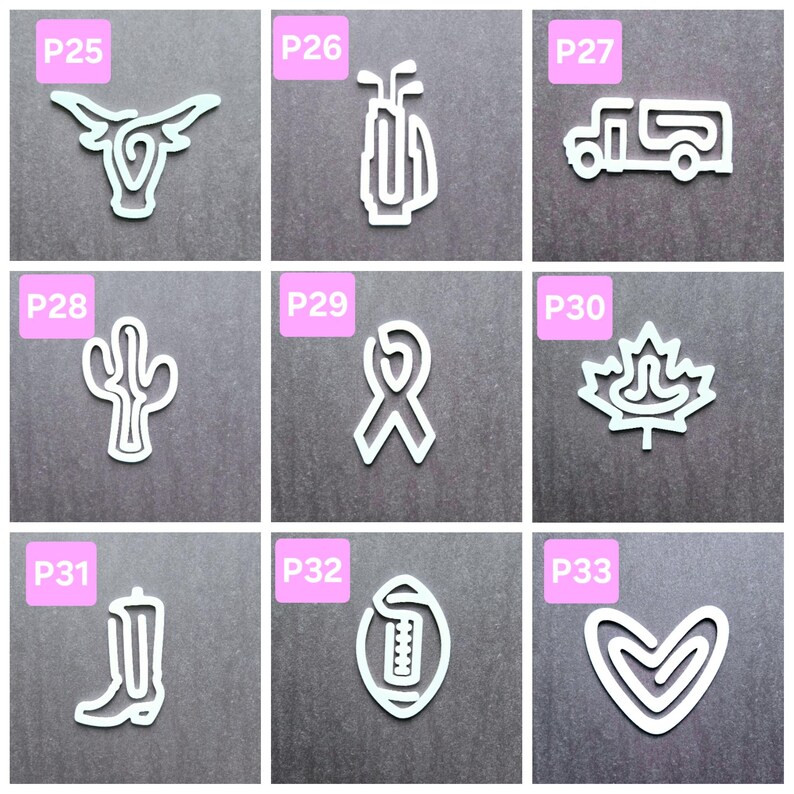 May include: Nine white outline icons on a gray background. The icons are: a bull's head, a golf bag, a delivery truck, a cactus, a ribbon, a maple leaf, a cowboy boot, a football, and a heart.