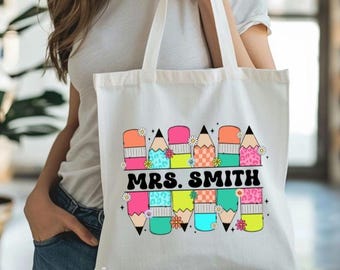 Personalized teacher gift tote bag, personalized teacher bag, teacher appreciation gift, teacher bag canvas, custom made teacher gifts, tote