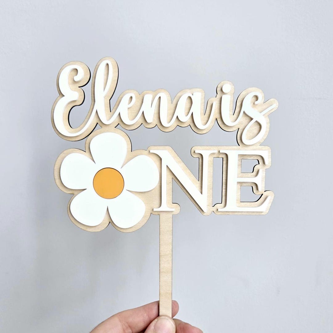 Daisy First Birthday Cake Topper, Personalized Daisy One Cake Topper ...