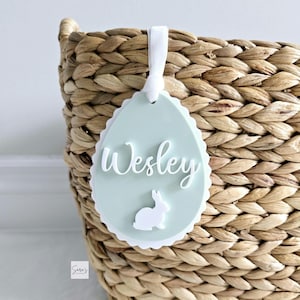 Easter Basket Tag, Personalized Easter Egg Basket Acrylic name tag, Easter gift basket name tag, first Easter cute name tag, Easter Gift Tag