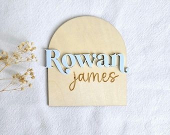 Wooden Name Birth Announcement sign, Newborn Baby Arch Name plate, Hospital Newborn Photo Prop Sign, Personalized custom Baby Shower Gift