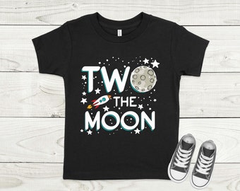 Two the moon second birthday shirt, space birthday shirt, moon birthday shirt, 2nd birthday shirt, astronaut birthday shirt