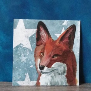 Opere d'arte di volpe, arte della fauna selvatica, pittura di volpe originale