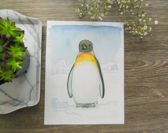 Penguin Art, Bird Painting, Animal Decor, Wildlife Picture