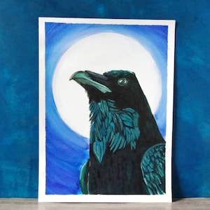 Pittura di corvo, arte di corvo, arte della parete di Corvid, arredamento gotico