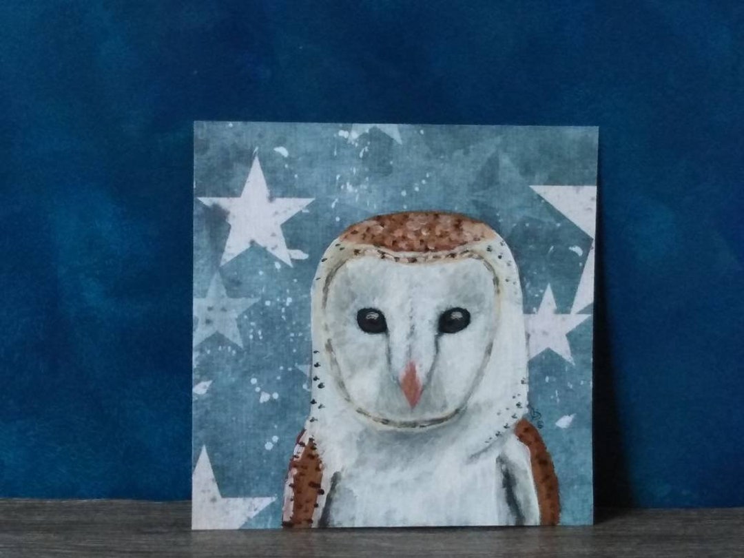 Barn Owl Art Owl Painting Wildlife Art Small Acrylic Art Etsy