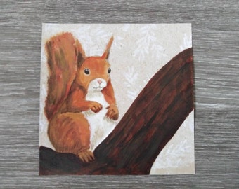 Squirrel art, Red squirrel painting, Wildlife artwork