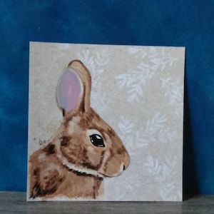 Arte del coniglio, Country Cottage Art, Pittura della fauna selvatica, Woodland Animal Decor