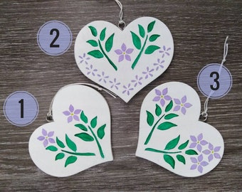 Wooden hanging heart, Flower wall art, Floral decoration, Gift for nature lover, Nature decor
