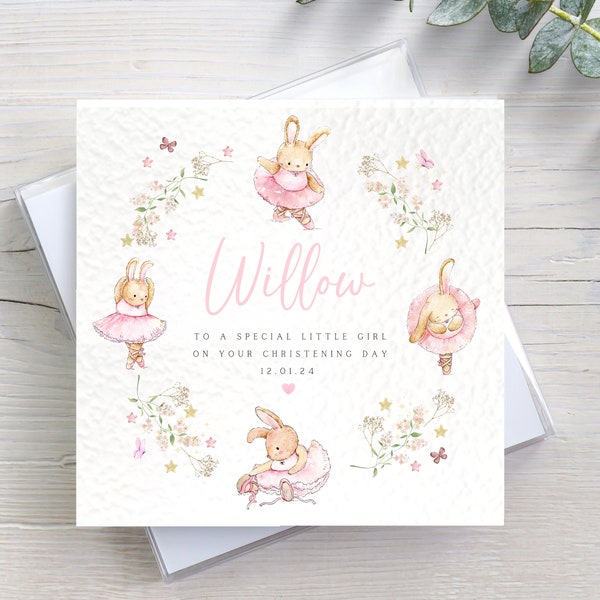 Personalised Christening Card For Baby Girl Daughter Granddaughter Niece Cousin Goddaughter, Goddaughter Daughter Baby girl Christening Card