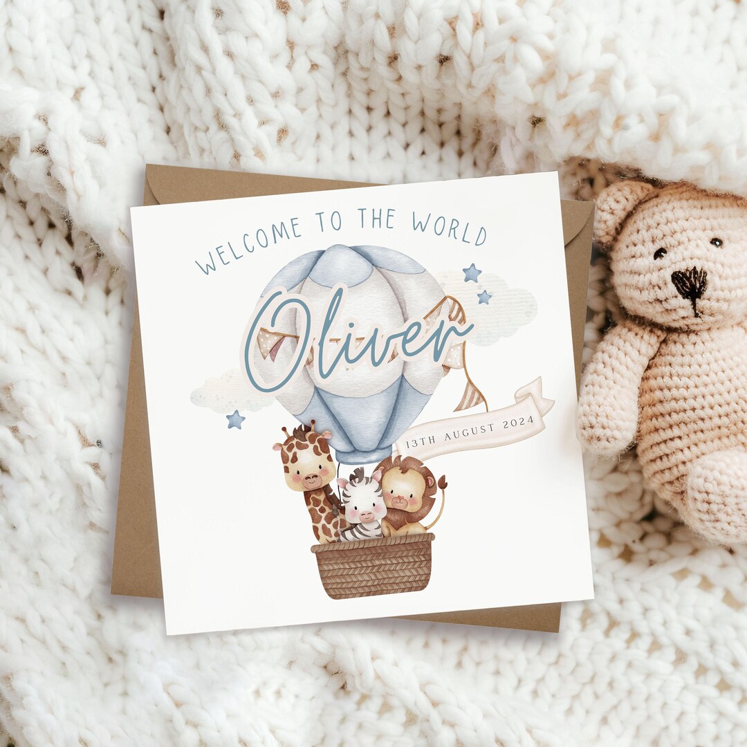 Personalised Name Welcome to the World New Baby Boy Girl Card, Card for ...