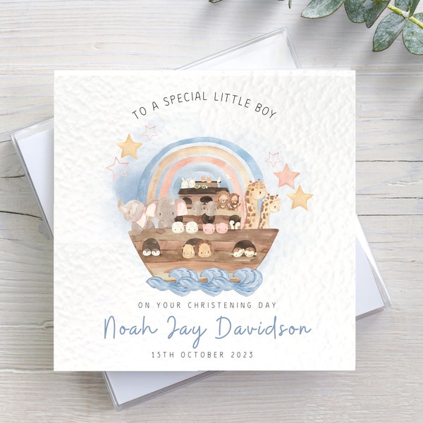 Personalised Christening Card For Baby Boy Son Grandson Nephew Cousin Godson, Baby Christening Card For Godson Son Nephew Grandson