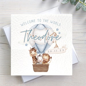 Personalised Name Welcome To The World New Baby Boy Girl Card, Card for New Baby Boy Congratulations Personalised with name