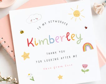 Personalised Thank You Nursery Key Worker Teacher Teaching Assistant End Of Term Card, Nursery Support Staff Thank You Key Worker Card