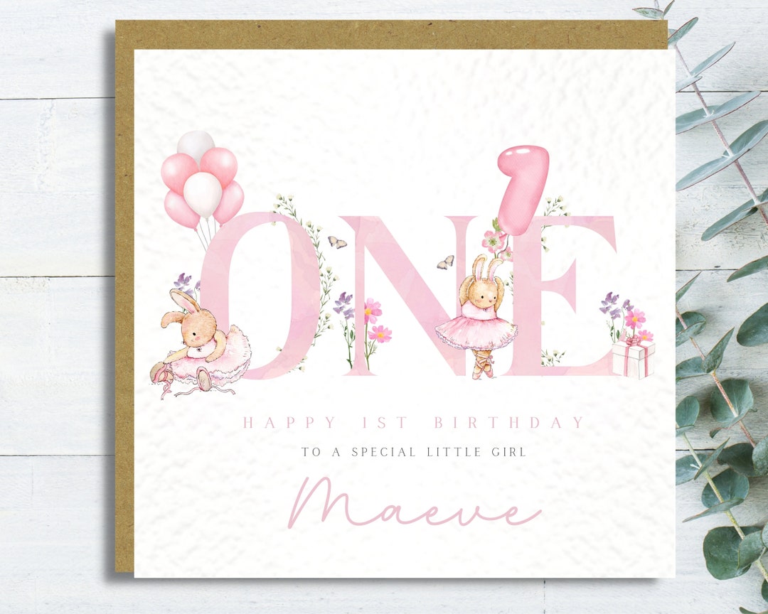 Personalised 1st First Birthday Card for Baby Girl Daughter - Etsy UK