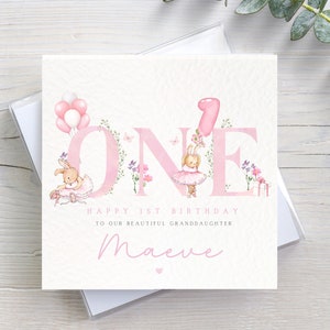 Personalised 1st First Birthday Card for Baby Girl Daughter Granddaughter Niece Goddaughter 1st First Birthday, Ballerina Birthday Card