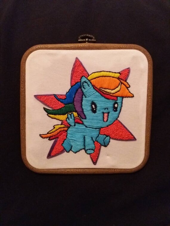 My Little Pony Embroidery Hoop Rainbow Dash Embroidery Wall Etsy