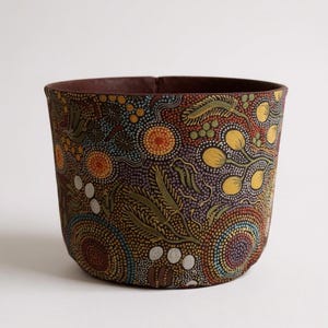Aboriginal Fabric Basket: Australian Native Design, Cotton Storage