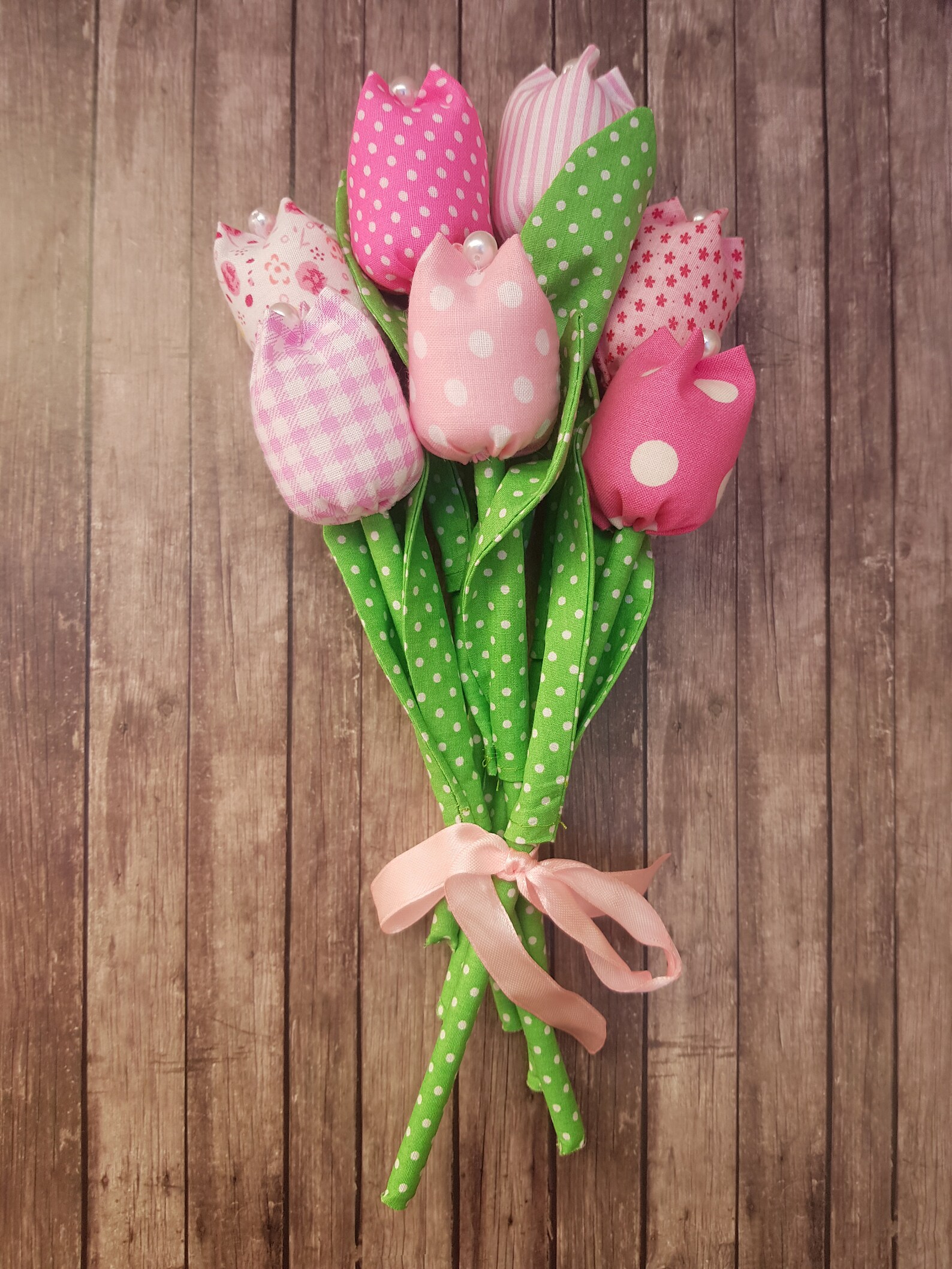 Fabric Tulipspink Tulips Fabric Flowers Spring Flowers Etsy