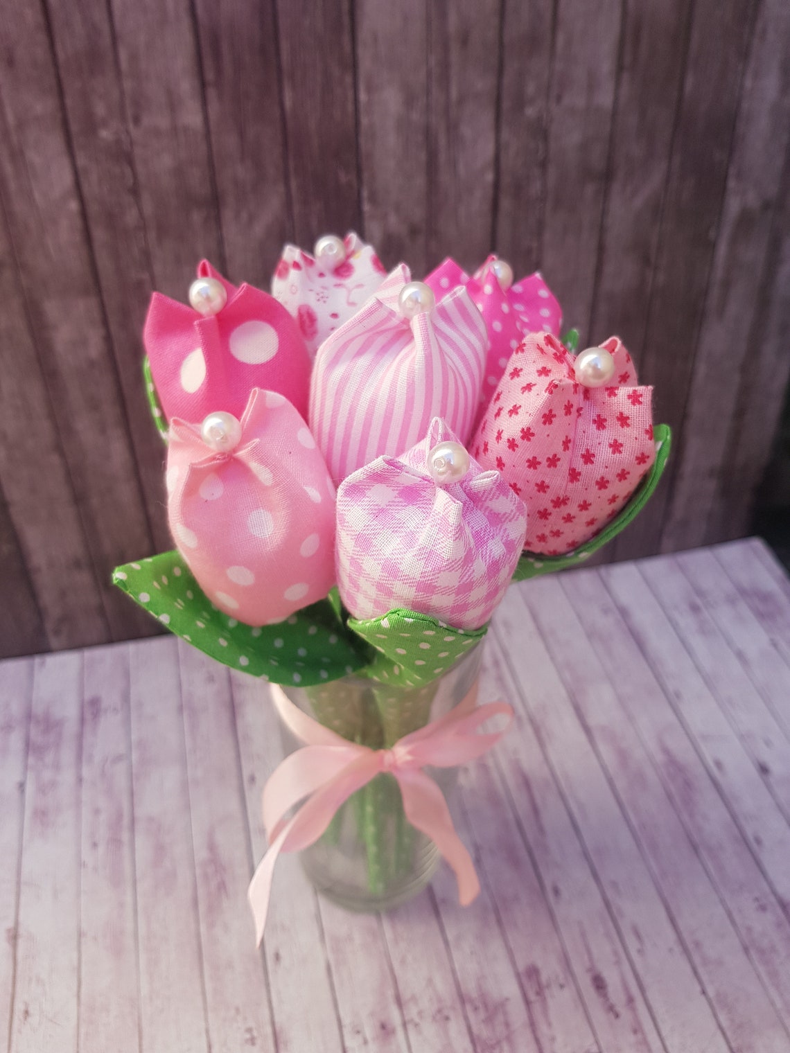 Fabric Tulipspink Tulips Fabric Flowers Spring Flowers Etsy