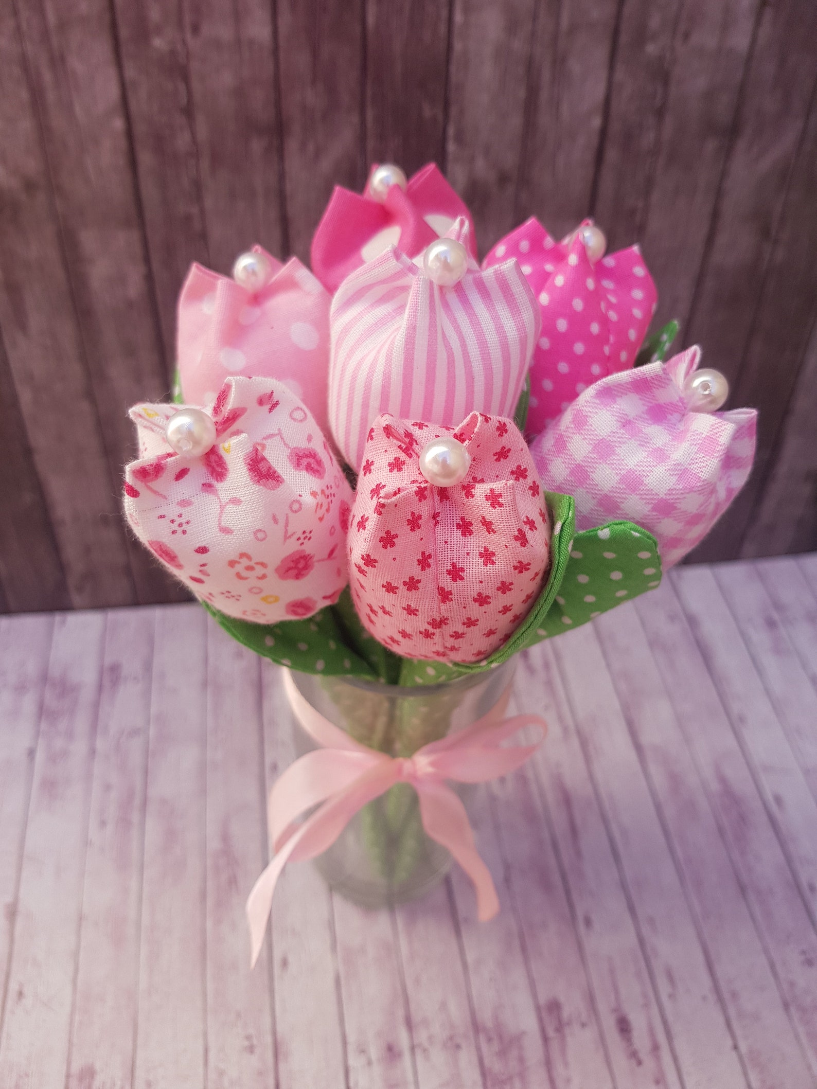 Fabric Tulipspink Tulips Fabric Flowers Spring Flowers Etsy